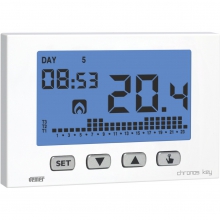 CRONOTERMOSTATO DA PARETE SETTIMANALE BATTERIA CHRONOS KEY BIANCO - VEMER VE725800 product photo