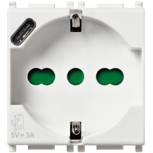 PRESA 2P+T 16A UNIVERSALE + USB C BIANCO - VIMAR 14210.USB product photo