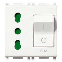 PLANA-PRESA 2P+T 16A BIPAS+INT.MT 1P+N C16 3KA BIA - VIMAR 14273 - VIMAR 14273 product photo