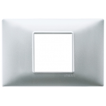 PLACCA 2 MODULI CENTRALI TECNOPOLIMERO ARGENTO OPACO - VIMAR 14652.20 product photo
