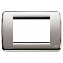 PLACCA RONDO' 3 MODULI METALLO PRESSOFUSO NICHEL SPAZZOLATO - VIMAR 16753.34 product photo