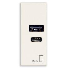 ALIMENTATORE USB A+C 15W 5V 1M BIANCO - VIMAR 30292.AC15B - VIMAR 30292.AC15B product photo