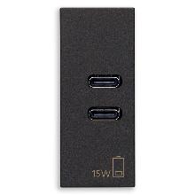 ALIMENTATORE USB C+C 15W 3A 5V NERO - VIMAR 30292.CCG - VIMAR 30292.CCG product photo