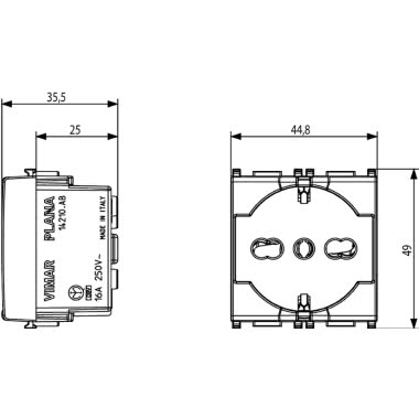 PRESA SICURY 2P+T 16 A 250 V~ UNIVERSALE P40 ANTIBATTERICO BIANCO 2 MODULI - VIMAR 14210.AB product photo Photo 03 3XL