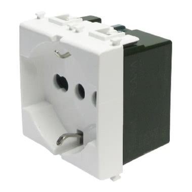 PRESA SCHUKO TEDESCA + BIPASSO BIANCO SERIE PLANA - VIMAR 14210 product photo Photo 02 3XL