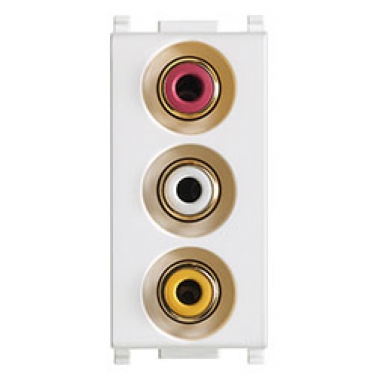 PRESA CON 3 CONNETTORI RCA BIANCO SERIE PLANA - VIMAR 14335 product photo Photo 01 3XL