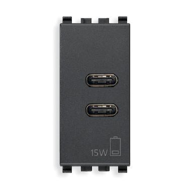 ALIMENTATORE USB C+C 15W 3A 5V 1M GRIGIO - VIMAR 20292.CC - VIMAR 20292.CC product photo Photo 01 3XL