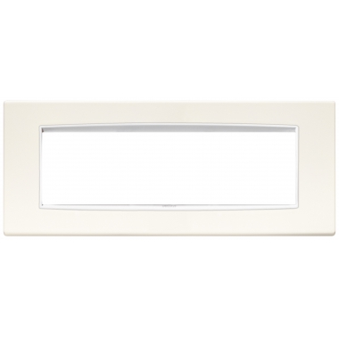 PLACCA CLASSIC EIKON 7 MODULI METALLO VERNICIATO BRIGHT E CORNICE BIANCA BIANCO ARTICO - VIMAR 20657.B01 product photo Photo 01 3XL