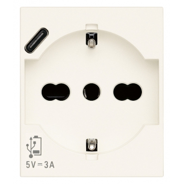 PRESA 2P+T 16A UNIVERSALE + USB C BIANCO - VIMAR 30210.USBB product photo Photo 01 3XL