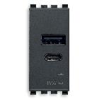 ALIMENTATORE USB A+C 15W 5V 1M GRIGIO - VIMAR 20292.AC.15 - VIMAR 20292.AC.15 product photo