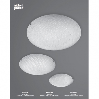 PLAFONIERA LED 30W 4000K LUCE NATURALE, DIAMETRO 50CM. VETRO IN LASTRA GRANIGLIATO,CURVATO E SERIGRAFATO NIDO D'APE product photo Photo 02 3XL